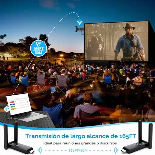 Vista 6 de Transmisor y receptor HDMI inalámbrico 4k, extensor portátil Plug and Play, HDMI inalámbrico soporta 2.4/5GHz, utilizado para transmisión de video