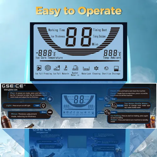 Vista 6 de GSEICE Commercial Ice Maker Machine, 150lbs/24H, 60 Cubes in 8-12 Mins