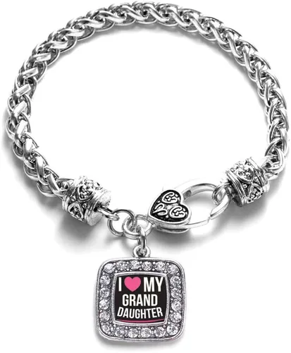 Vista 185 de Pulsera de dijes cuadrados de plata con joyería de circonita cúbica