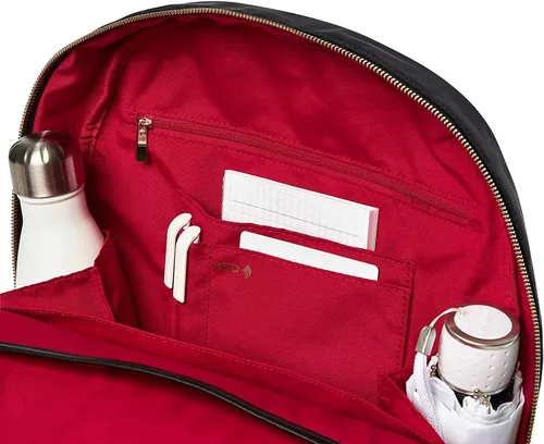 Vista 7 de KNOMO Beauchamp - Mochila para computadora portátil de 14 pulgadas para mujer, mochila para trabajo, universidad, viaje, negro, cremallera dorada