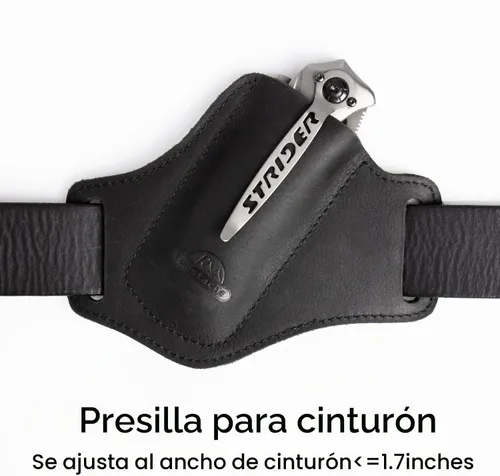 Vista 4 de Topstache Cinturón de cuero hecho a mano EDC con bolsillo para hombre, funda plegable para cuchillo plegable de 5 pulgadas, con parte superior