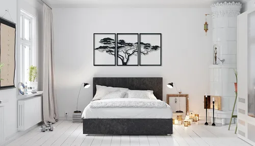 Vista 5 de Arte de pared de metal árbol de África, arte de pared de metal árbol de la vida, 3 piezas grandes de árbol de metal, arte para decoración del hogar
