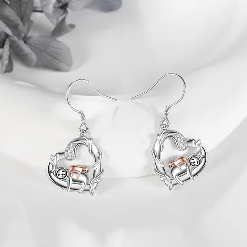 Vista 5 de Hummingbird Black Cat Panda Cow Sloth Flamingo Mermaid Tail Butterfly 925 Sterling Silver Dangle Drop Earrings Cute Animal Jewelry Gifts for Women