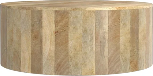 Vista 16 de SIMPLIHOME Millbury - Mesa de centro con tambor de madera maciza de mango Negro