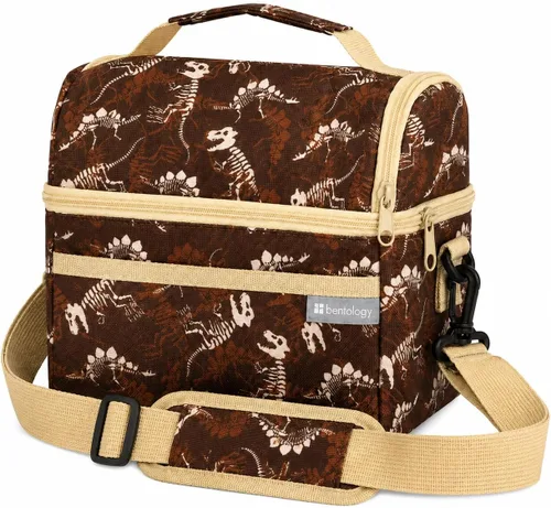 Vista 7 de Bentology Insulated Lunch Bag Cooler Tote Double Decker w Adjustable Strap Blue Grey