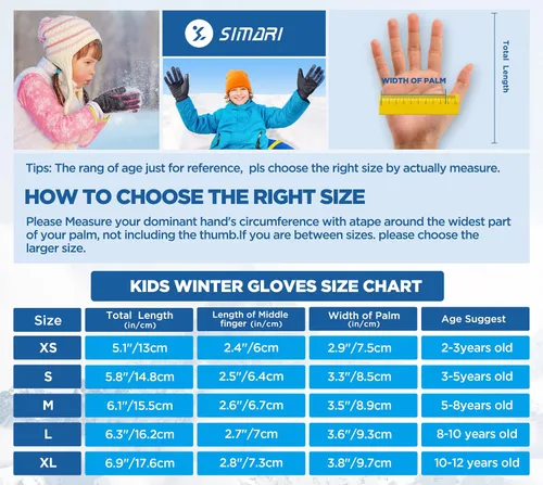 Vista 6 de SIMARI Guantes de invierno para niños pantalla táctil cálidos térmicos para correr ciclismo fútbol rugby en clima frío 106