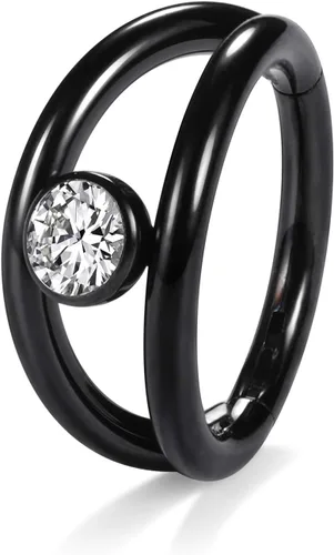 Vista 6 de Anillo Clicker de Acero Quirúrgico 316L para Tabique Nasal, Aro para Nariz, Aro Durmiente, Pendiente de Aro, Hélix, Rook, Conch, Cartílago, Daith