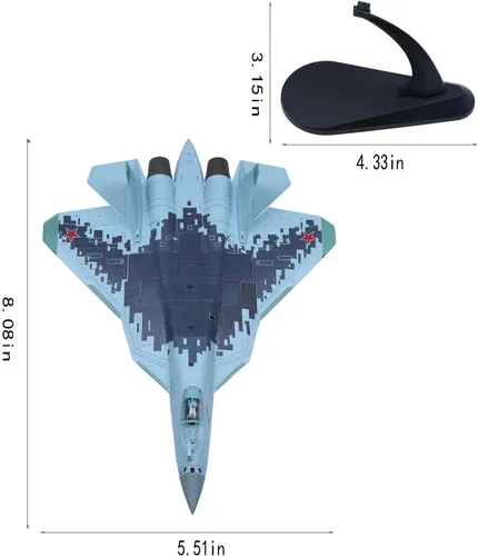 Vista 6 de Su-57 Felon - Aviones fundidos a presión a escala 1/100, modelo de avión de metal para coleccionista, entusiasta de la aviación, coleccionable