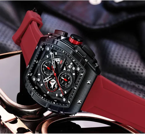 Vista 2 de MF MINI FOCUS - Reloj para hombre, de moda, deportivo, con cronógraforesistente al agualuminosocalendario, correa de silicona, reloj de cuarzo