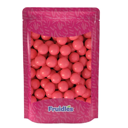 Vista 4 de Fruidles Bolas de goma de mascar rosas originales con sabor a frutas, golosinas de bufé de dulces, recambios de tamaño de máquina, certificado