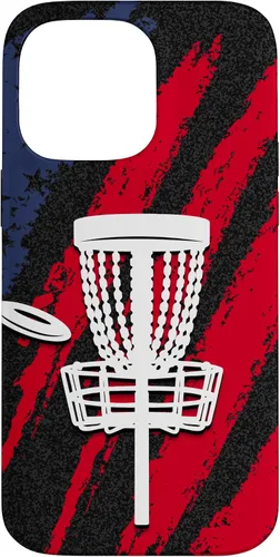 Vista 21 de iPhone 16 Disc golf american flag USA disc golfer dad Case