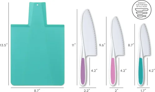 Vista 7 de TOVLA JR. Juego Premium de Cuchillos y Tabla de Cortar Seguros para Niños Montessori – Herramientas Reales de Cocina para Niños Pequeños y Jóvenes