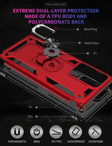 Vista 7 de Funda de grado militar para Samsung Galaxy Note 20 Ultra Galaxy Note 20 Ultra 5G, funda de metal giratorio con soporte de soporte, funda resistente