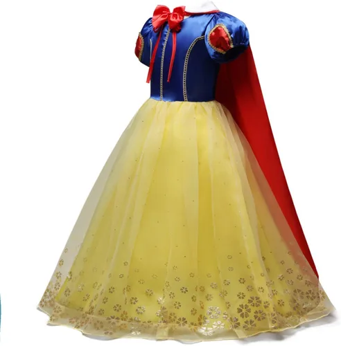 Vista 3 de Disfraz de princesa para niñas pequeñas, blanco como la nieve, fiesta de cumpleaños, Halloween, trajes de Navidad (con accesorios)