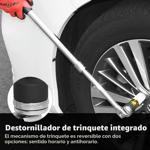 Vista 4 de FIRSTINFO Barra Extensible de 1/2" de Impulso con Trinquete, Longitud de 17.2 a 22.7 pulgadas, con Cabezal de Trinquete Flexible