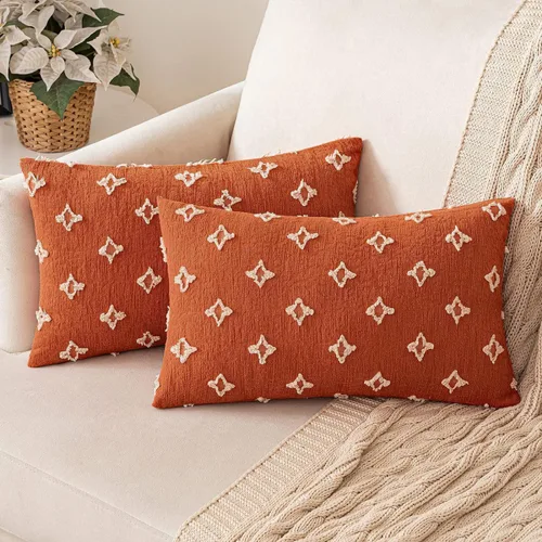 Vista 13 de MIULEE Juego de 2 fundas de almohada decorativas de jacquard rómbico, funda de cojín cuadrada suave para sofá, cama, dormitorio, sala de estar, 16 x