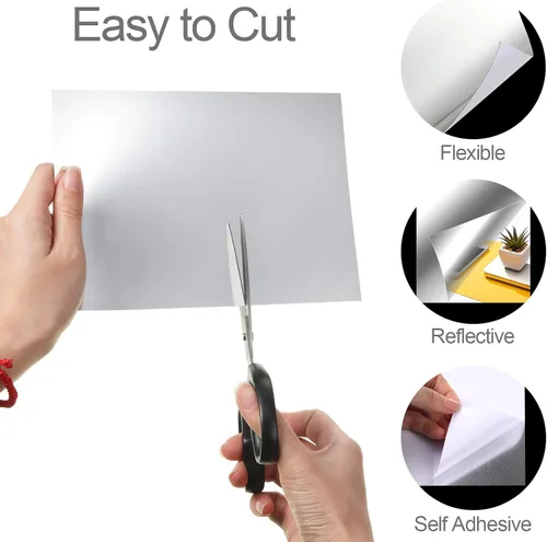 Vista 4 de Zonon Hojas de espejo flexibles autoadhesivas, no de vidrio, azulejos adhesivos para decoración de pared del hogar (20 piezas, 6 x 9 pulgadas)
