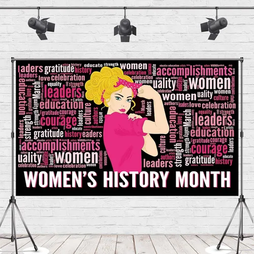 Vista 2 de Decoración del mes de la historia de las mujeres, telón de fondo del mes de la historia de las mujeres, póster decorativo para fiesta, fotografía