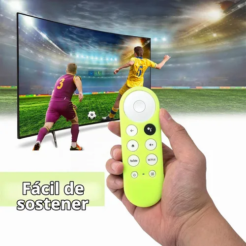 Vista 5 de Paquete de 2 fundas de silicona brillantes para Chromecast Google TV Remote Verde resplandor + azul brillante