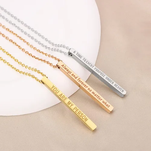 Vista 6 de JoycuFF Collar de amistad para amigas, mujeres, inspiradores colgantes verticales, regalo de joyería para adolescentes y niñas, Metal, Arenisca