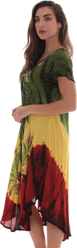 Vista 2 de Riviera Sun Rasta Sundress - Vestido de verano para mujer manga casquillo de rayón