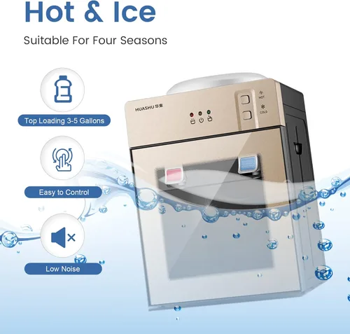 Vista 3 de Dispensador de agua fría y caliente independiente, dispensador de agua de 75 a 550 W, mini refrigeración pequeña de escritorio de bebida automática