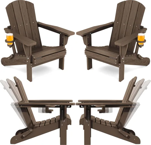 Vista 48 de SERWALL Silla Adirondack plegable ajustable con portavasos reclinable