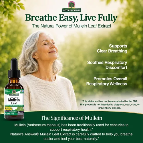 Vista 11 de Nature's Answer Suplemento de hierbas de hoja de gordolobo, 1 oz, sin OMG, sin gluten