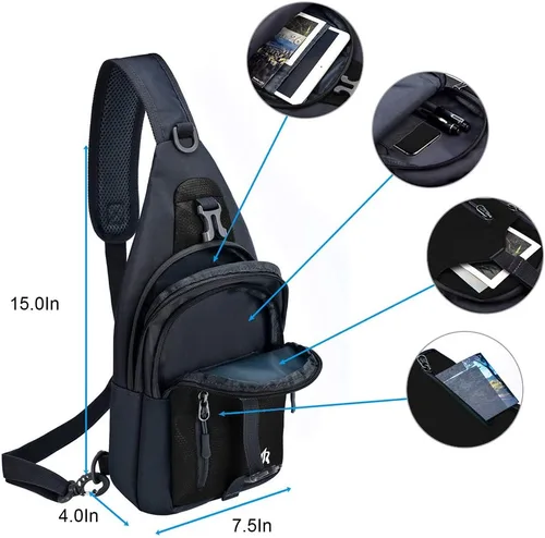 Vista 2 de Y&R Direct - Maleta cruzada, para viajes, senderismo, regalos para niños, hombres y mujeres Lightweight, Sling Bag, Travel, Hiking, Gifts