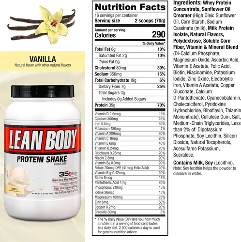 Vista 5 de Labrada Nutrition Batido de reemplazo de comida con alto contenido de proteínas para cuerpo delgado, vainilla, envase de 2.47 lb El empaquetado