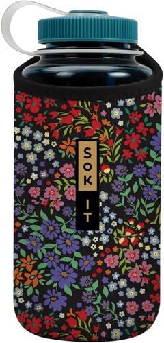 Vista 66 de Sok It BotlSok Funda para botella de agua con cubierta de neopreno aislante (Floral abstracto, se ajusta a CamelBak o Nalgene de 12 onzas)
