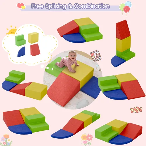 Vista 5 de 4 piezas de bloques de espuma para escalar para niños pequeños, gimnasio de escalada para bebés con espuma de ultra alta densidad para gatear