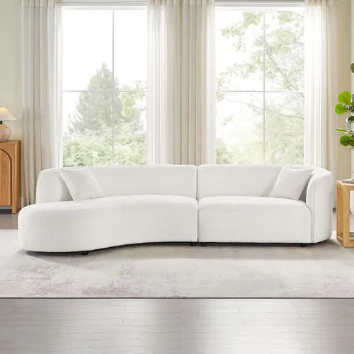Vista 17 de KEVINSPACE Sofá de 104.72 pulgadas, moderno de mediados de siglo, sofá de 3 plazas para sala de estar, sofás de asiento profundo, muebles, cómodos