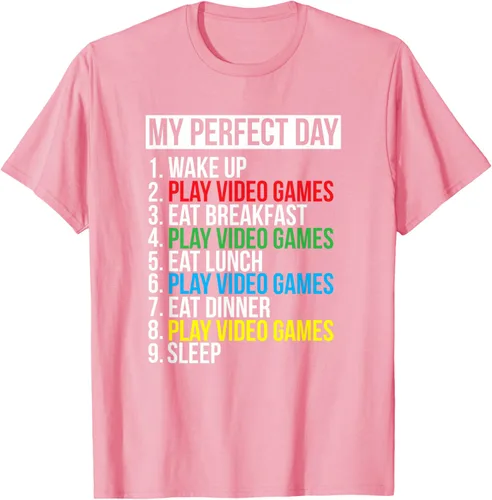 Vista 64 de My Perfect Day" - Camiseta negra de ajuste clásico, cuello redondo, manga corta, poliéster y algodón, Negro