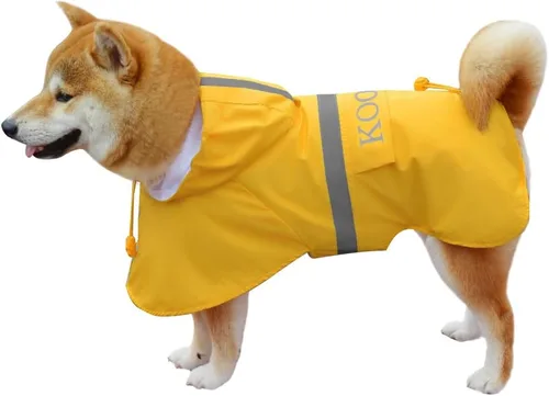Vista 13 de Chaqueta Impermeable para Perros Poncho Ropa para Perros Impermeable para Mascotas para Perros de Tamaño Pequeño a Mediano (Amarillo Fluor, 2XL)