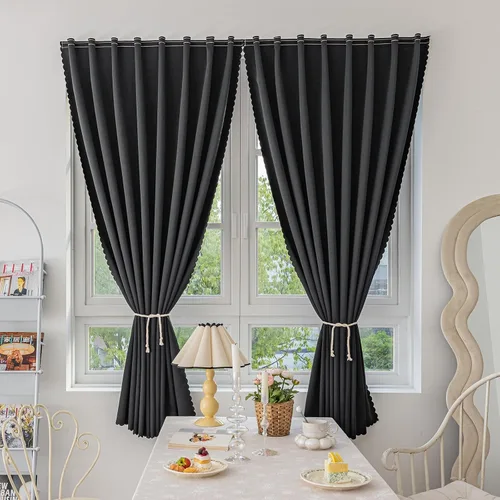 Vista 30 de Jilron - Cintas mágicas adhesivas para cortinas opacas sin necesidad de perforación, cortinas adhesivas sin barra para ventanas pequeñas