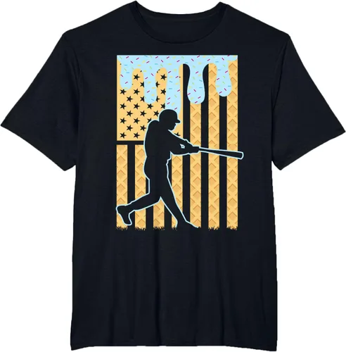 Vista 77 de Camiseta de béisbol Drip Boys Dripping Ice Cream Baseball American Flag, Negro -, Pequeña