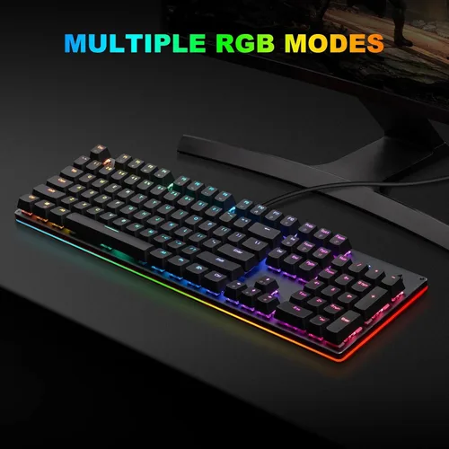 Vista 7 de CHONCHOW Teclado mecánico con cable para juegos, 98 teclas retroiluminado LED, 96% personalizado intercambiable en caliente con control de perilla