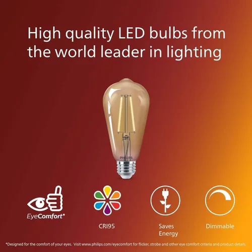 Vista 5 de PHILIPS LED 60W A19 Paquete de 8 bombillas de luz diurna ultra definición (5000 K) 800 lúmenes (8 W = 60 W) regulables sin parpadeo Ámbar (2000k)