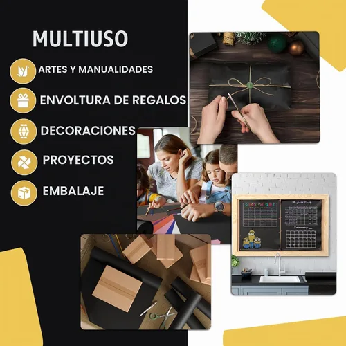 Vista 3 de Crown Display Rollo de papel kraft negro de 17.75 x 1320 pulgadas (110 pies), papel de regalo kraft perfecto como papel de envío, rollo de papel