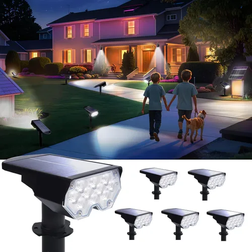 Vista 12 de Foco Solar para Exteriores Impermeable Iluminación LED de Acento para Paisaje para Patio, Árbol, Plantas, Paredes, Sendero, Jardín, Estatuas, Brillo