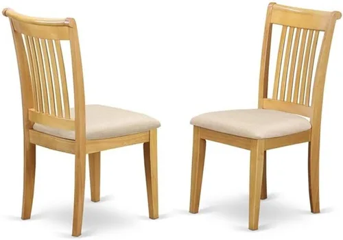 Vista 4 de East West Furniture DLPO3-OAK-C Dublin - Juego de 3 piezas que contiene una mesa de comedor redonda con gotas y 2 sillas de cocina de tela de lino