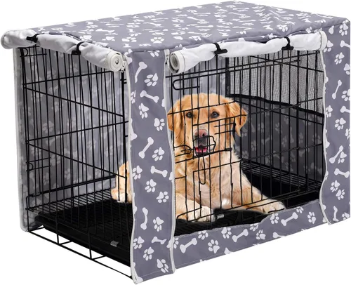 Vista 8 de Pethiy Funda para jaula de perro de poliéster duradero, ajuste universal para jaula de perro de alambre, se adapta a la mayoría de jaulas de perros