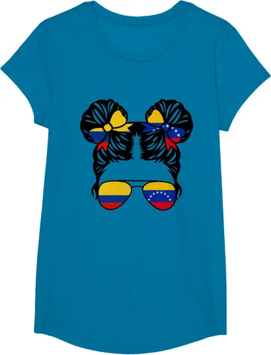 Vista 46 de Camiseta Half Colombian Half Venezolan Girl Colombia Kids Heritage, Gris