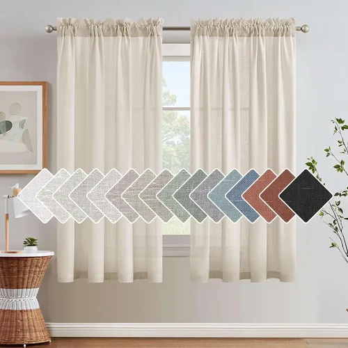 Vista 60 de H.VERSAILTEX Cortinas texturizadas de lino con filtro de luz para sala de estar, tratamiento de ventanas, cortinas naturales y duraderas