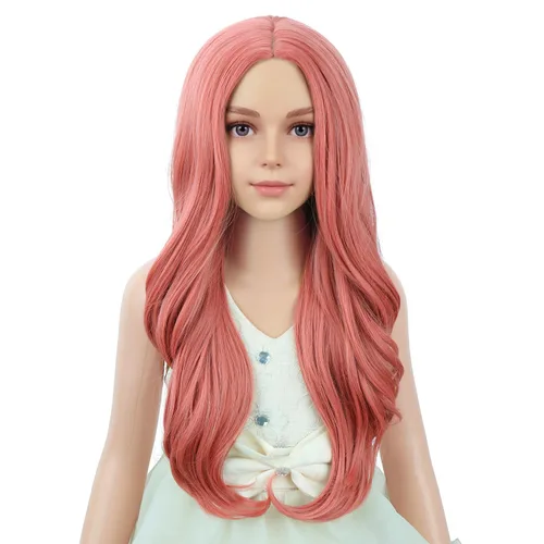 Vista 29 de PATTNIUM Peluca larga y ondulada rubia oscura para niños y niñas, peluca Rubio ceniza
