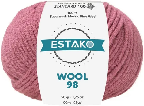 Vista 15 de Estako Wool 98 (paquete de 4 madejas) 100% lana merino superwash lana merino de peso medio suave hilo para tejer y ganchillo (4 x 1.76 onzas)