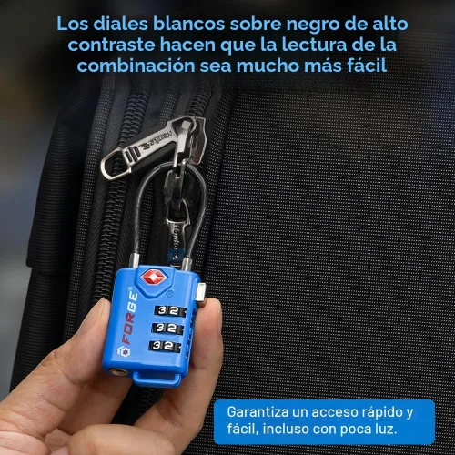 Vista 8 de Cerraduras para equipaje con cable aprobadas por la TSA, combinación reajustable con cuerpo de aleación, Moderno