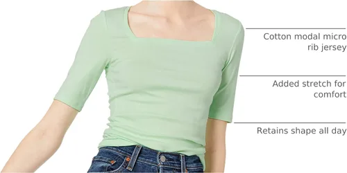Vista 50 de Amazon Essentials - Camiseta de manga corta y cuello cuadrado para mujer