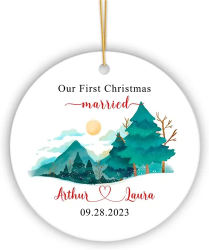 Vista 19 de Adorno personalizado de Mr and Mrs Always and Forever, adorno de recién casado, regalo de boda para pareja, adorno de primera Navidad para casados